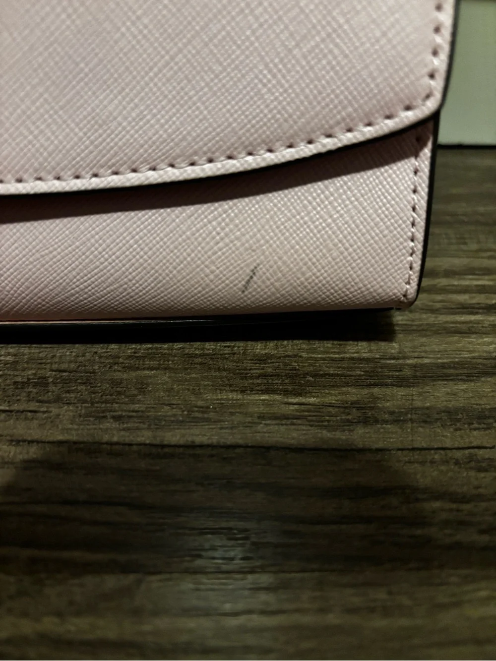kate spade blush pink leather crossbody bag with gold logo